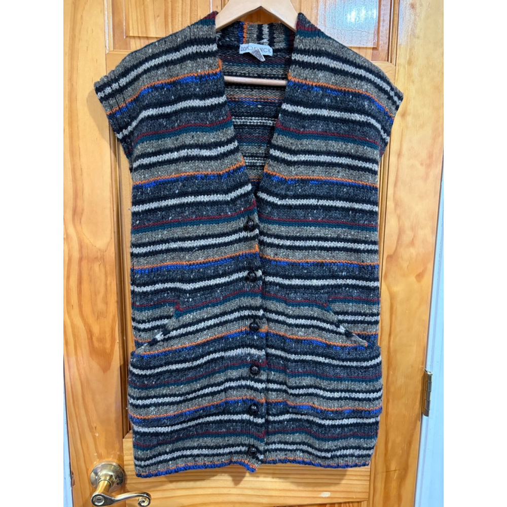 Vintage DDDO Minick Wool Striped Sweater Vest Grandpa Academia Knit Cardigan